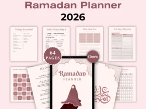 Ramadan Planner 2026, Editable Canva Template, Printable PDF (Digital Download)